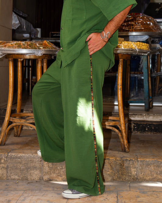 Olive Green Linen Trousers