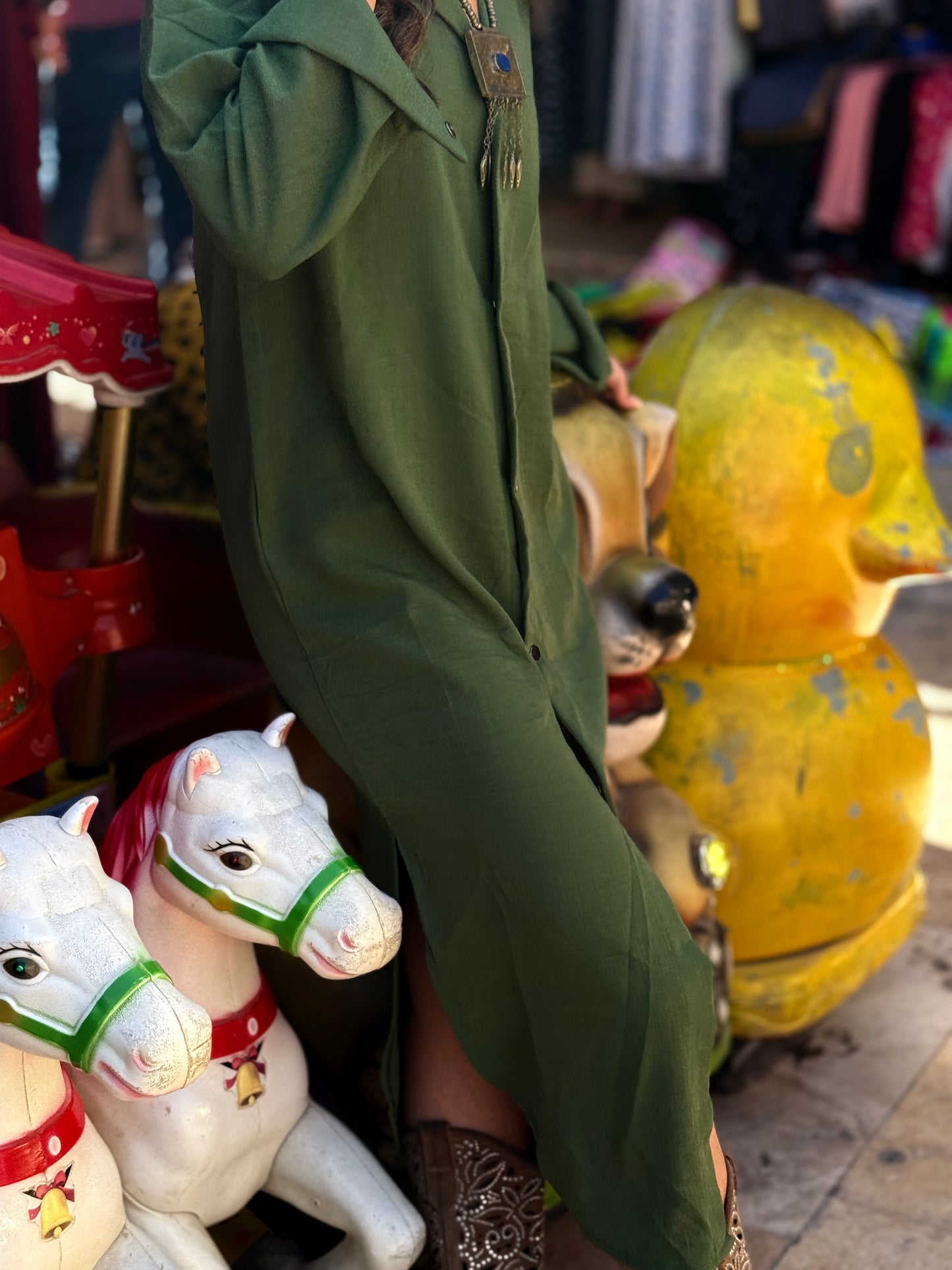 Olive Green Linen Dress