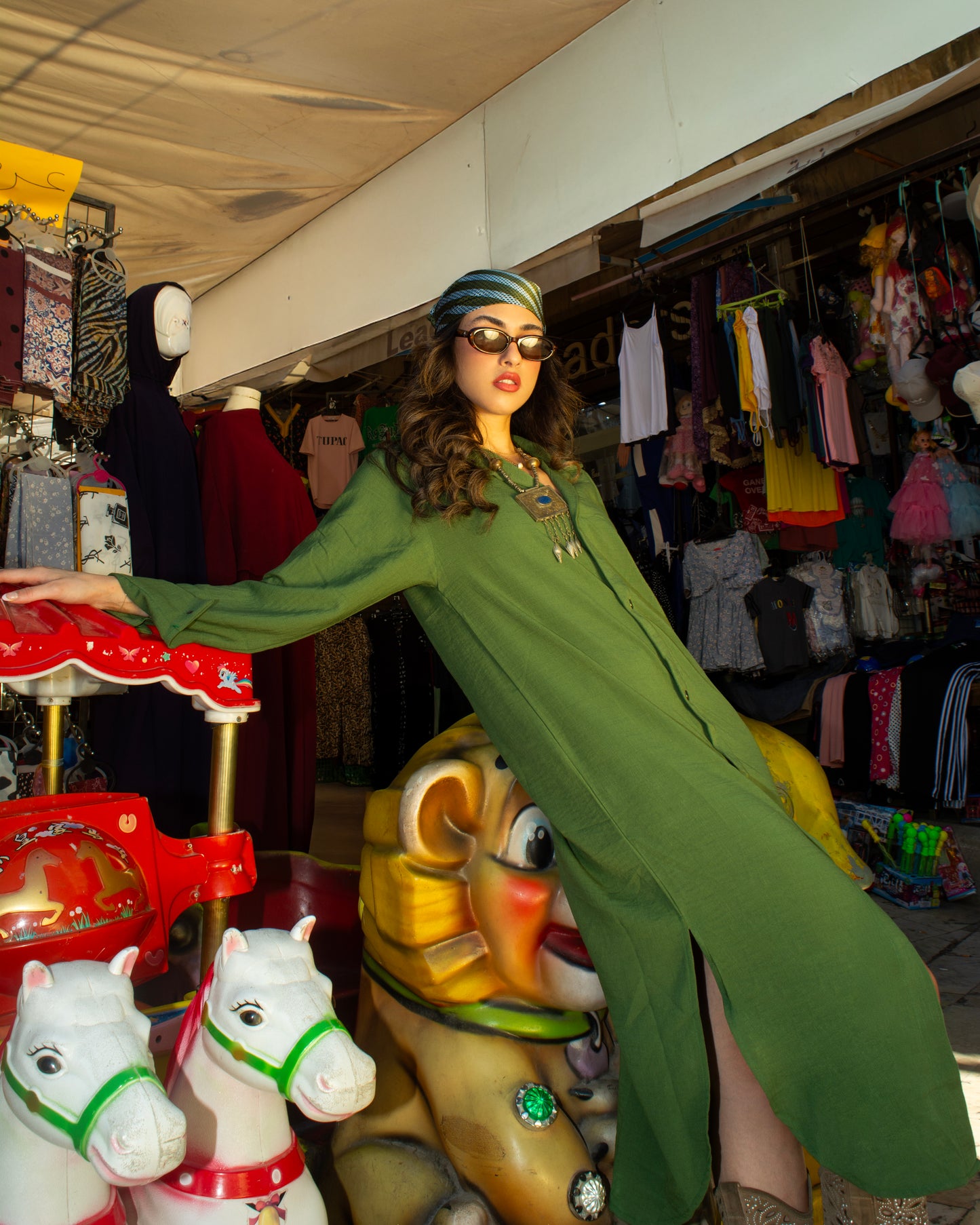 Olive Green Linen Dress