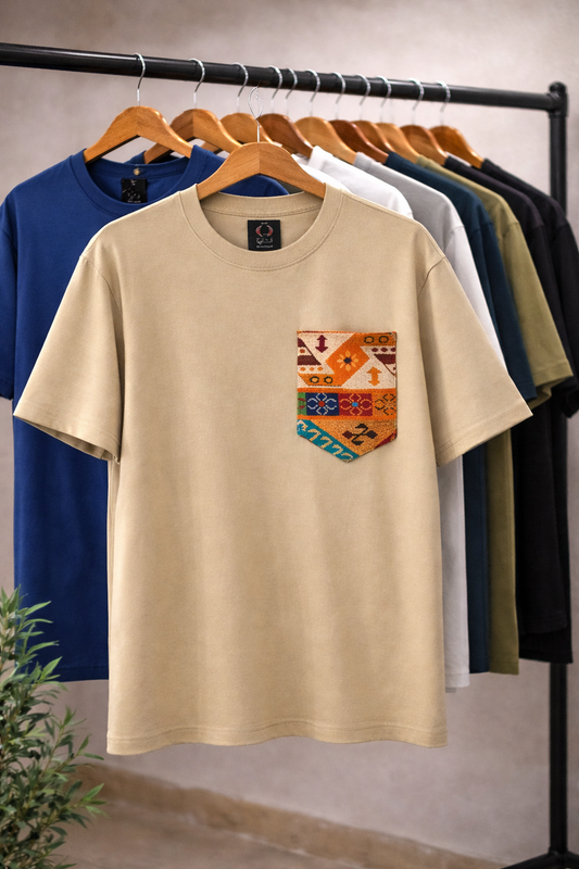 Shams pocket on a Beige T-shirt