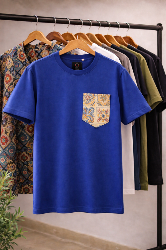 Sitti pocket on navy T-shirt