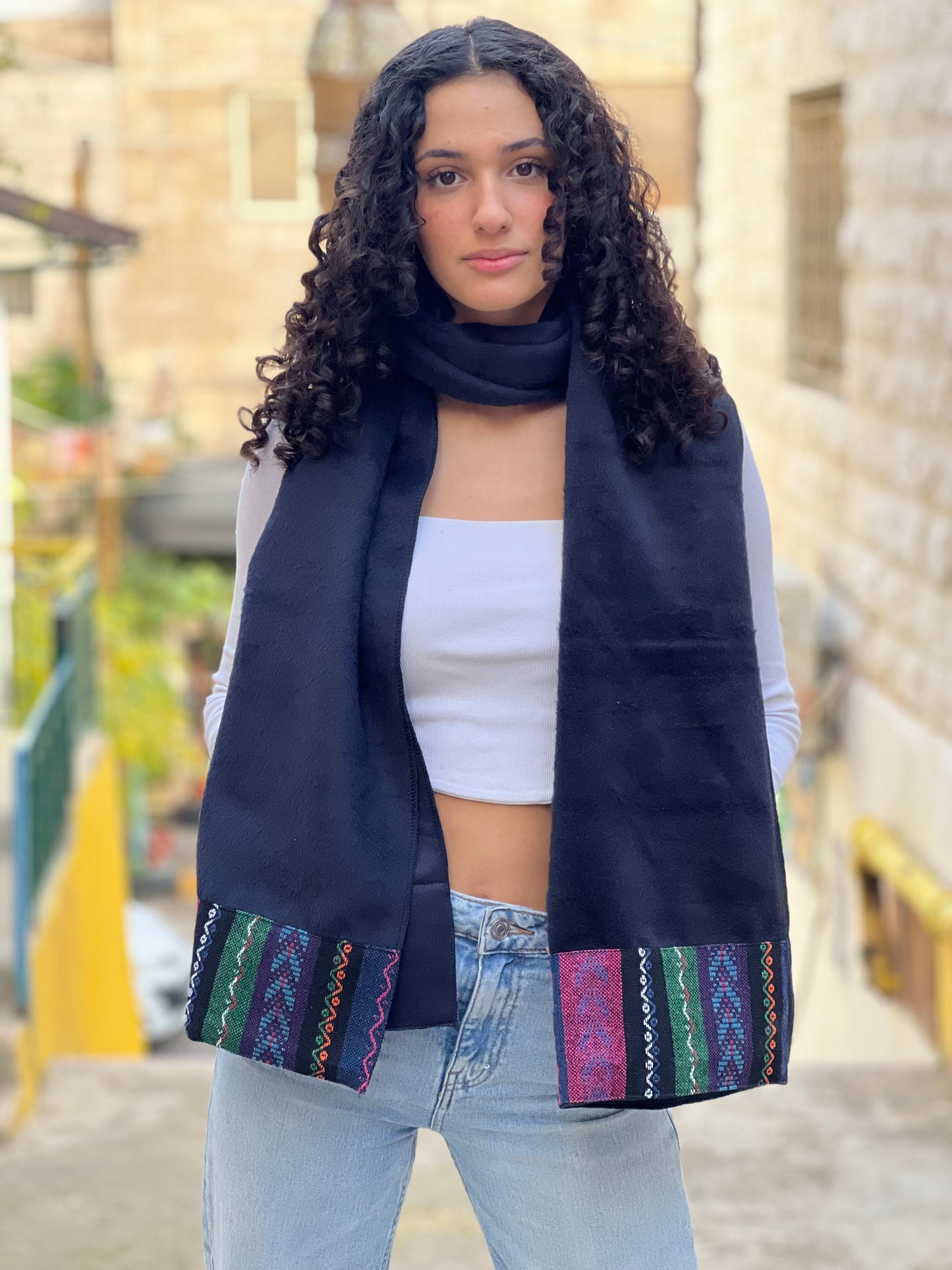 Sarmadi on Navy Scarf (fur)