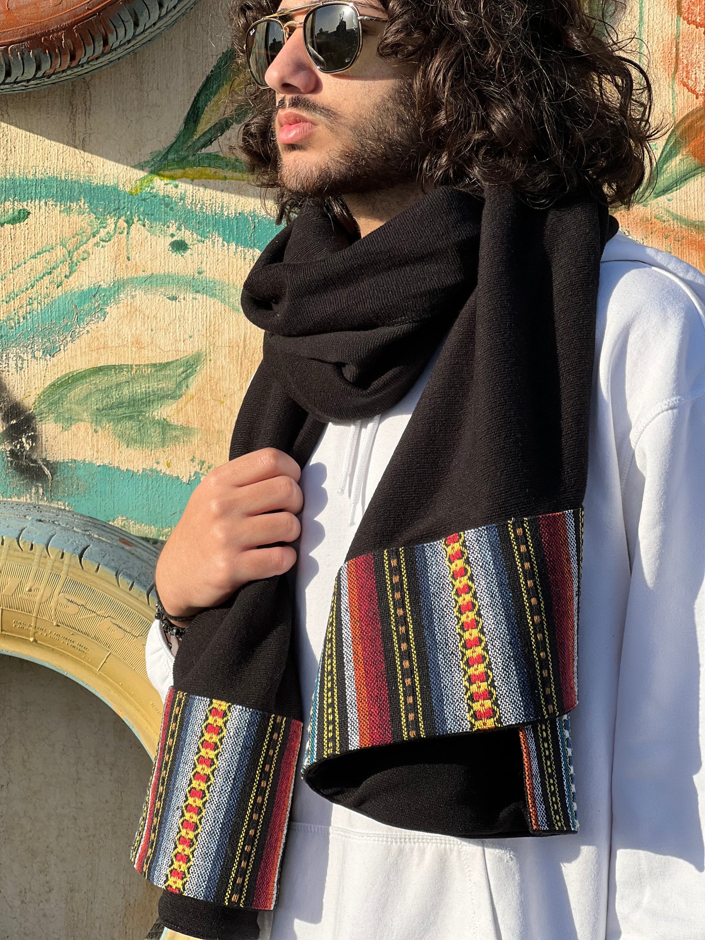 Salam on Black Scarf (cotton)