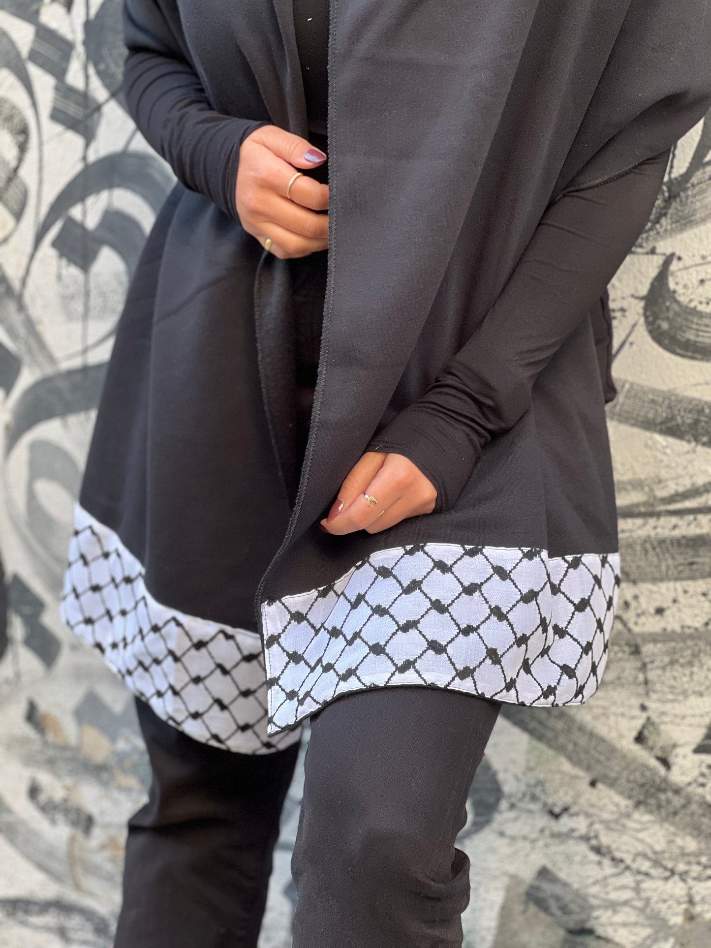 Palestine fishnet on Black Scarf (cotton)