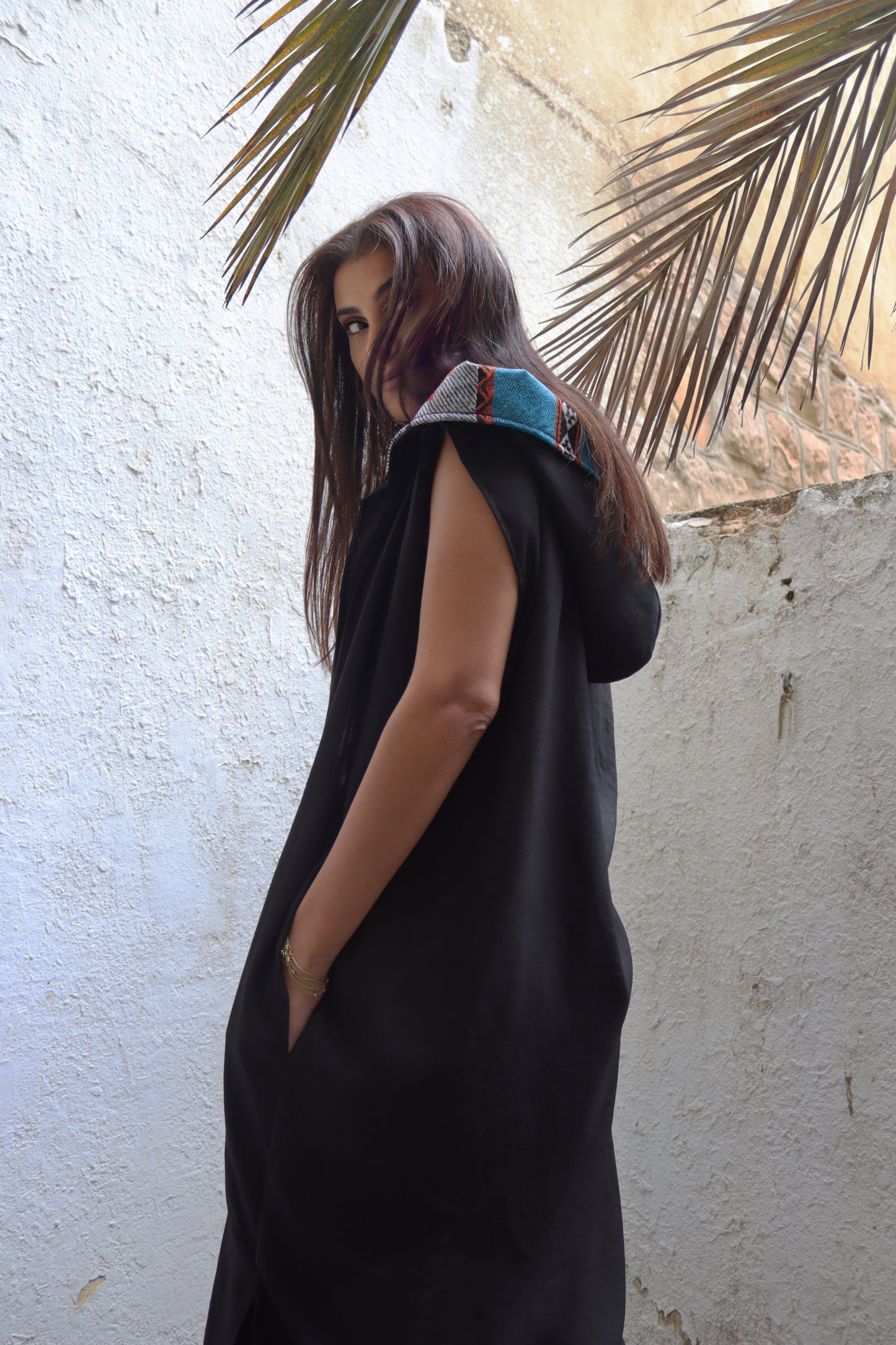 Sama on Black Summer Vest