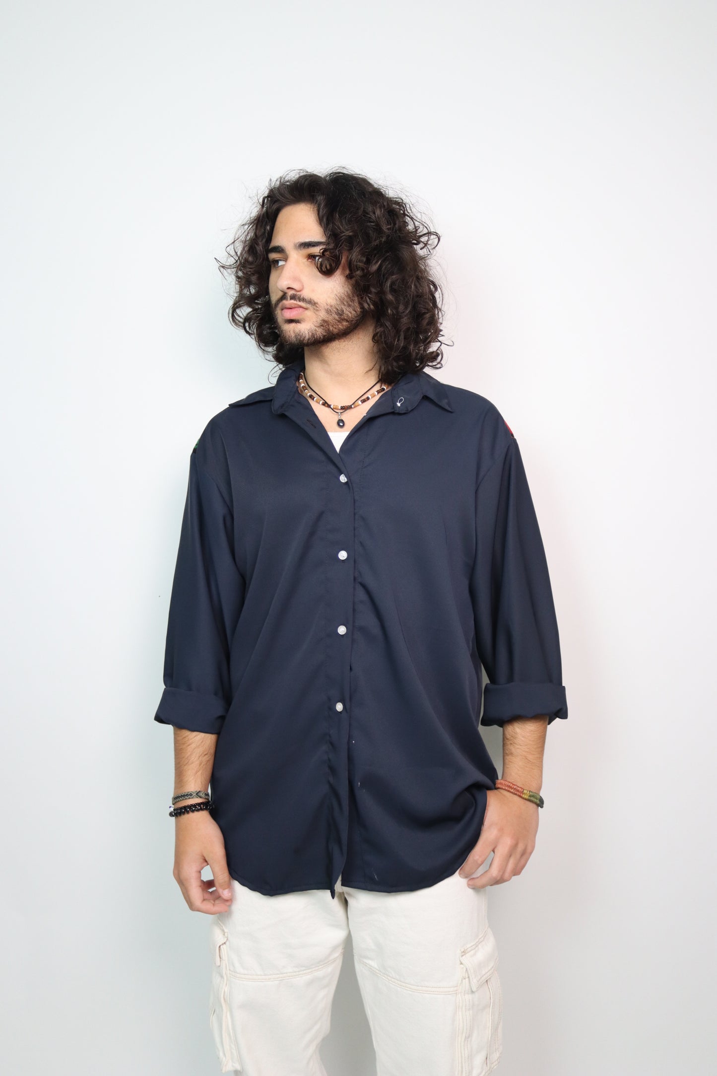 Hanoun on Navy Shirt