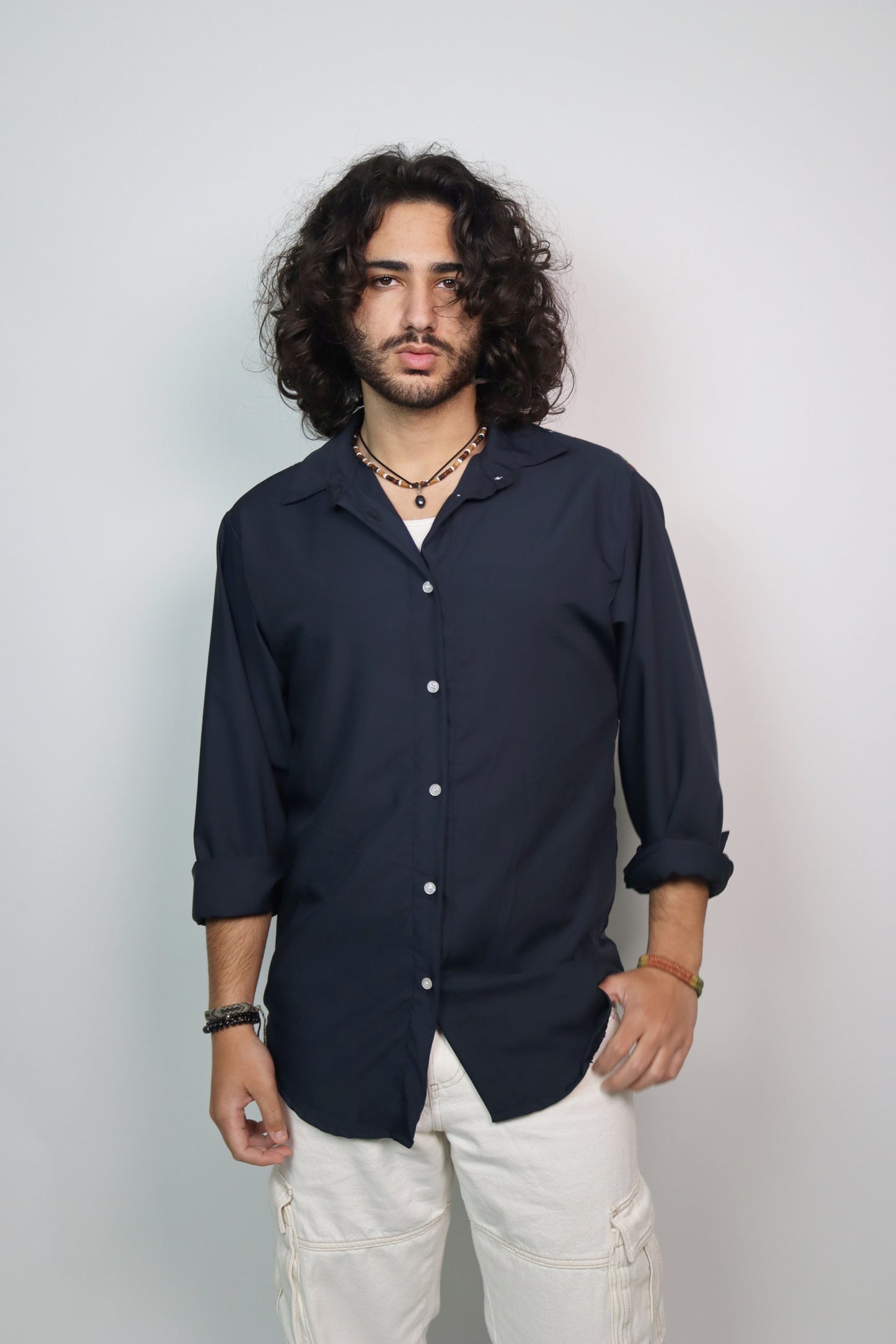 Zahi on Navy Shirt