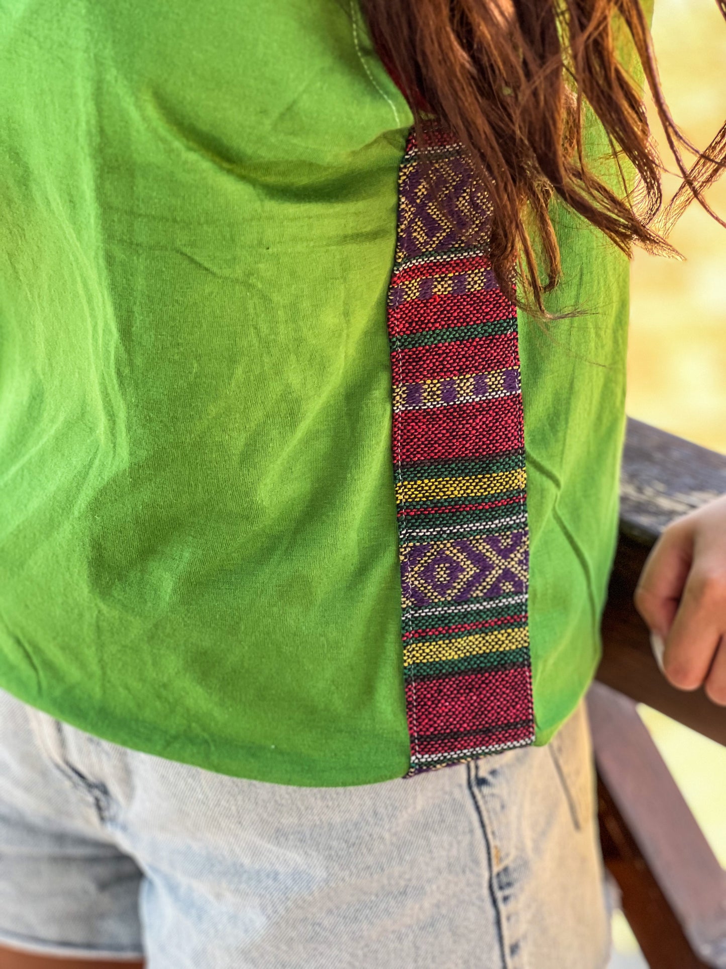 Tout Side-strips on Green sleeveless shirt